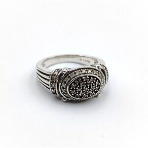 AU Designer Sterling Silver 925 Pave Diamond Cocktail Ring Sz 6